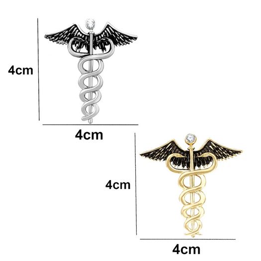 Combo of 2 Gold & Silver Caduceus Doctor's Brooch / Lapel Pin