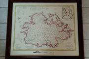 Antique framed map of Antigua