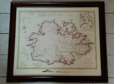 Antique framed map of Antigua