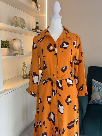 Brand-new Ladies Orange Long-sleeved Shirt Dress from Pieces