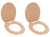 WC Toilet Seats 2 pcs with Lids MDF Bamboo Design
