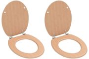 WC Toilet Seats 2 pcs with Lids MDF Bamboo Design