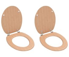 WC Toilet Seats 2 pcs with Lids MDF Bamboo Design