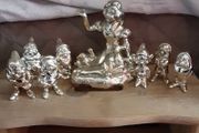 silver plated snow white moneybox &amp; the 7 dwarfs