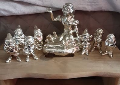 silver plated snow white moneybox & the 7 dwarfs