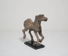 19th Century Antique Carved Wood Carnival Carousel Horse on Plinth
