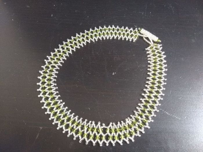 Stunning Intricate Hand-Beaded Short Length Necklace with Czech Faceted Crystal Beads and Glass Seed Beads - Handmade by Christabel