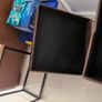 Two Tone Dark Brown Faux Leather  Ottoman.. Image 3