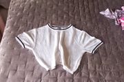 White Cropped Top with holes size Small