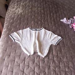 White Cropped Top with holes size Small