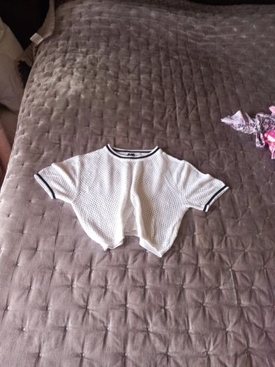 White Cropped Top with holes size Small
