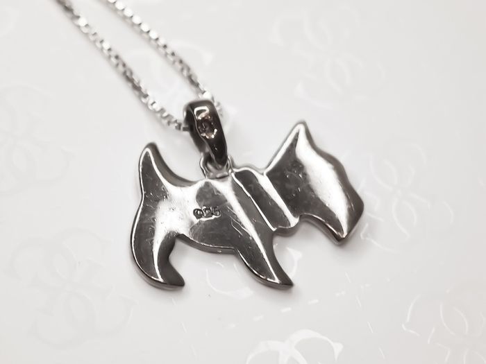 Sterling Silver Dog Pendant with Sparkly Collar