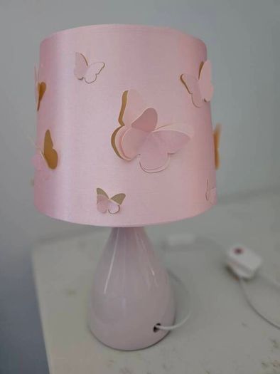 Pink bedside lamp and lightshade