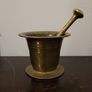 19th C apothecary brass pedestal & mortar Image 2