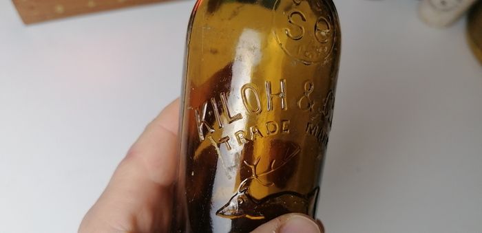 35 - Vintage Kiloh Beer Bottle Embossed Letters Brown Glass Cork