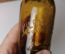 35 - Vintage Kiloh Beer Bottle Embossed Letters Brown Glass Cork