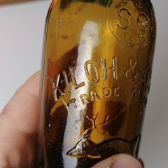 35 - Vintage Kiloh Beer Bottle Embossed Letters Brown Glass Cork