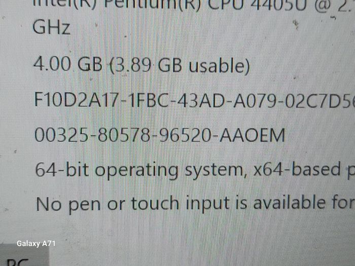 HP Pavillion 14 inch Laptop Model 14-a1092no, Intel Pentium CPU 4405U, 2.1GHz 4GB Ram, 150GB HDD, Windows 10, Microsoft Edge, Chrome,