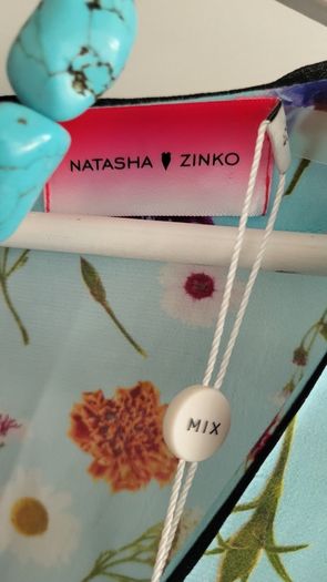 NATASHA ZINKO blue floral ruffle midi Sz 12 UK - Bnwt - Rrp 651 Sterling