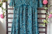dress mexx teal pattern kimono style summer dress size 12