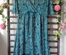 dress mexx teal pattern kimono style summer dress size 12