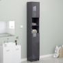 Bathroom Cabinet High Gloss Grey 32x25.5x190 cm Chipboard Image 3