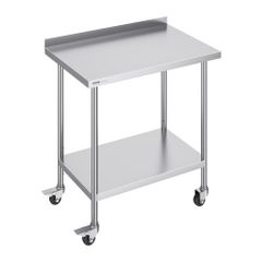 24 x 36 x 40 Inch Stainless Steel Work Table, Commercial Food Prep Worktable with Casters, Heavy Duty Prep Worktable, Metal Work Table with Adjustable Height for Restaurant