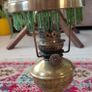 Antique petit brass oil lamp with green beaded garland Image 6
