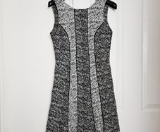 H&M Black White Textured Sleeveless A-Line Mini Skater Dress 8UK/36EU