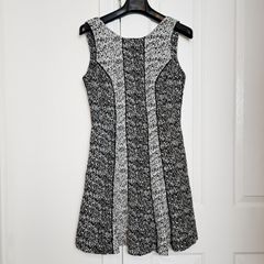 H&M Black White Textured Sleeveless A-Line Mini Skater Dress 8UK/36EU