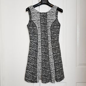 H&M Black White Textured Sleeveless A-Line Mini Skater Dress 8UK/36EU