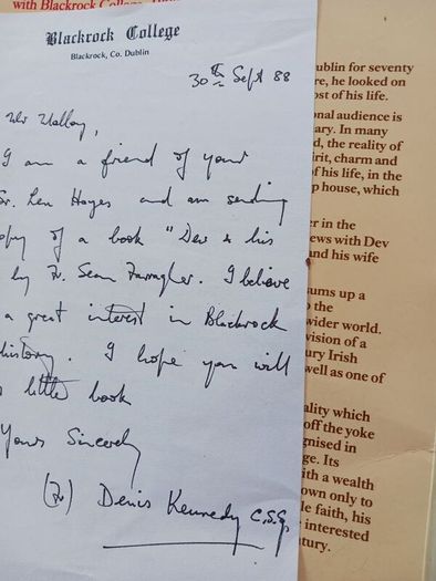 Dev and his Alma Mater/ His association with Blackrock College, 1898 - 1975/Sean P. Farragher, CSSp/ 1984