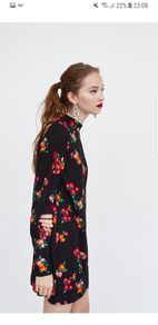ZARA floral, high neck, long sleeves dress S