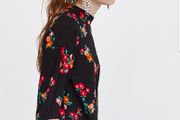 ZARA floral, high neck, long sleeves dress S