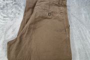 Aigle Mens Linen Trousers Brown W30 L32 Regular Fit Zip Fly