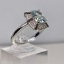 Aquamarine, White Zircon Coffee Zircon Ring in Rhodium Overlay Sterling Silver Image 8