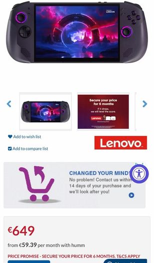 Lenovo Legion Go S Gaming Console | 8 Inch WUXGA Display | AMD Ryzen Z2 Go | 16GB RAM | 1TB SSD | AMD Radeon Graphics | SteamOS | Nebula Nocturne Black