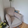 Vintage Armchair Striped Fabric Shabby Chic French Chateau Image 2