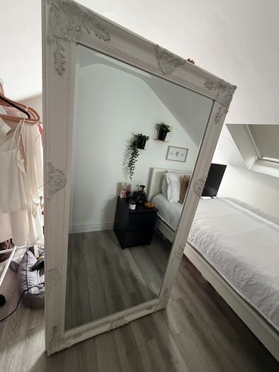 Large lean to white mirror