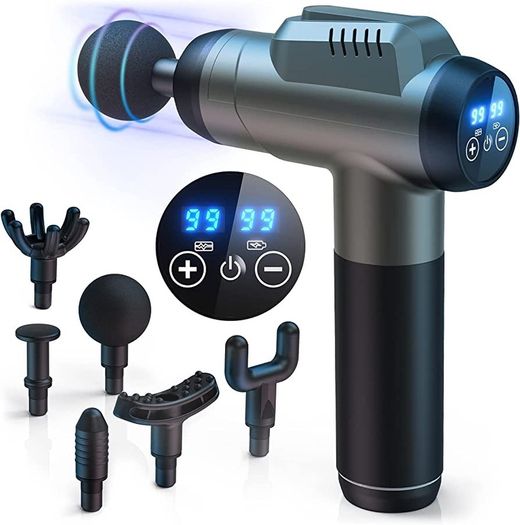Massage Gun Deep Tissue Massager, 99 Speeds Powerful Percussion Massager with LCD Touch Screen, Handheld Muscle Massage Gun with 6 Massage Heads for Muscle Pain Relief and Relaxation MULTIPLE COLOURS AVAILABLE  (FREE POSTAGE)