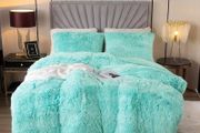 Luxury Fuzzy Duvet Cover Set Double Size Fluffy Comforter Cover Set for Double Bed Shaggy and Plush Soft Bedding Duvet Covers (Aqua Ombre,Double)