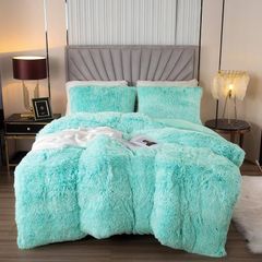Luxury Fuzzy Duvet Cover Set Double Size Fluffy Comforter Cover Set for Double Bed Shaggy and Plush Soft Bedding Duvet Covers (Aqua Ombre,Double)