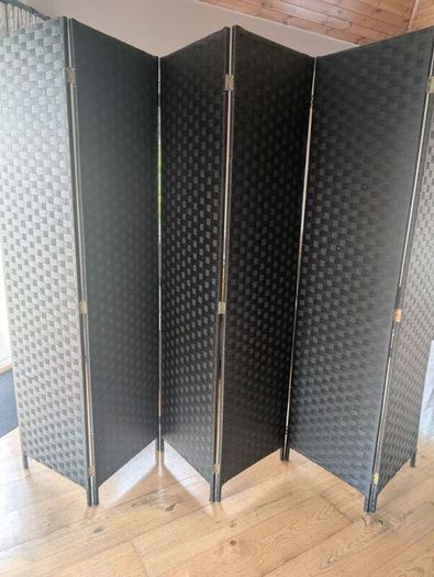 Black 6 panel room divider