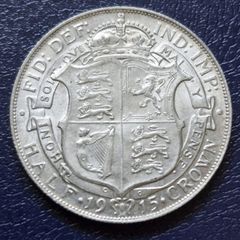 Excellent 1915 George V  Silver Half Crown