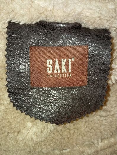 Saki Collection faux shearling aviator jacket / biker coat - Size 40