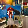 Crazy Firefighter Chicken Original Acrylic Painting Image 2