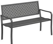 2-Seater Metal Garden Bench Weatherproof Outdoor Bench with Rust-Resistant Backrest, Geometric, up to 240 kg