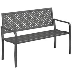 2-Seater Metal Garden Bench Weatherproof Outdoor Bench with Rust-Resistant Backrest, Geometric, up to 240 kg