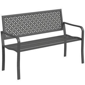 2-Seater Metal Garden Bench Weatherproof Outdoor Bench with Rust-Resistant Backrest, Geometric, up to 240 kg