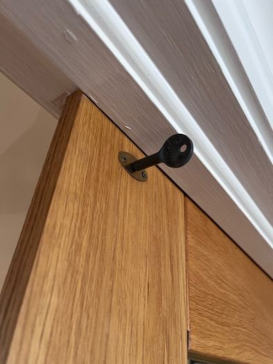 Solid wood internal double doors with glass panels